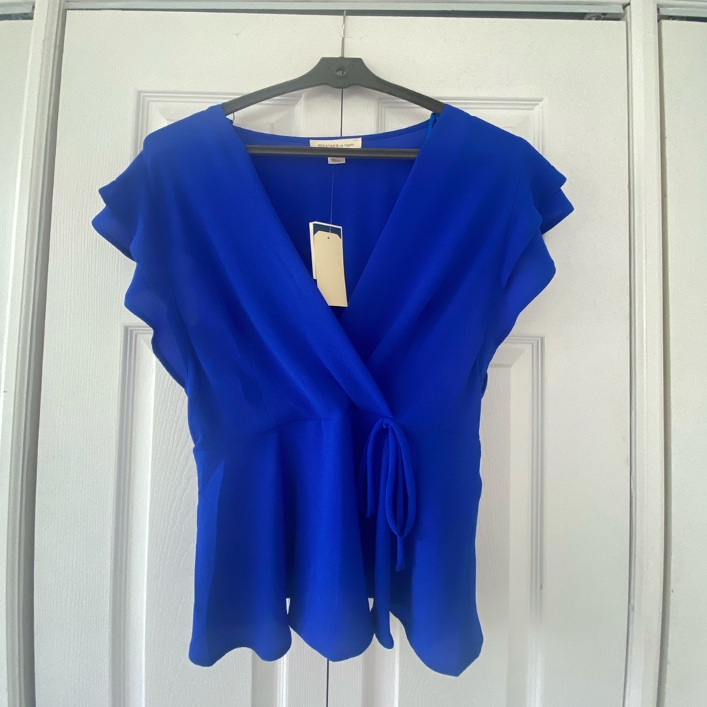 Monteau (Marshalls) Short Sleeve Peplum Wrap Top